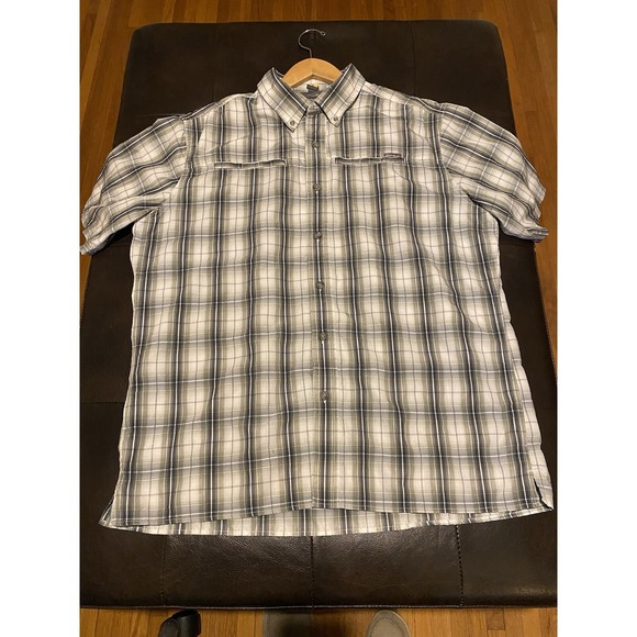 Eddie Bauer Relaxed Fit Short Sleeve Button Down Shirt  Striped Men's Size Large - Picture 1 of 11